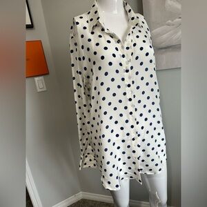 Zoe & Sam Silk Blue polka dot shirt